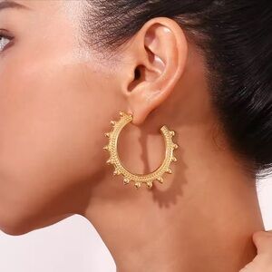 ◾️18k Gold Plated Bohemian Style Large Hoop